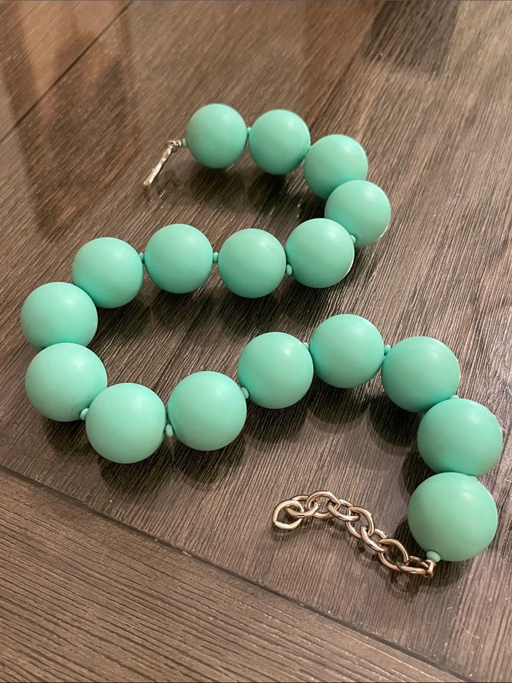 Vintage MONET Round Matte Gum Ball Sized Beaded Necklace - Tiffany Blue ?